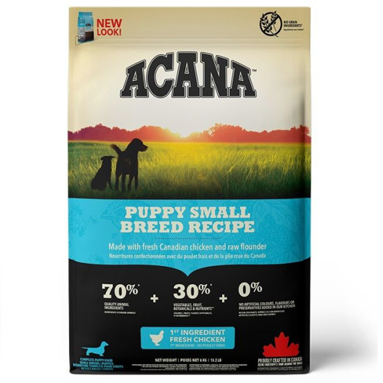 ACANA Heritage Puppy Small Breed – hrană uscată fără cereale pentru câini juniori de talie mică, 6 kg